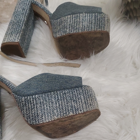 Sam Edelman Kori  Blue Denim  Platform Heel with Peep-Toe  Size 7.5 - Picture 14 of 16